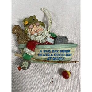 Giordano Art Christmas ornament Santa Sleeping While Fishing.